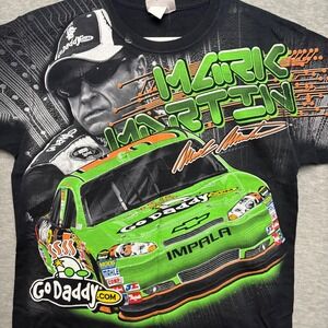 Y2K Go Daddy NASCAR Chase Authentics Graphic All OverPrint‎ T-shirt Racing Large